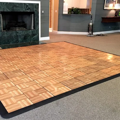 10-19-18 10x10 dance floor oak with edges indoor home carpet - small